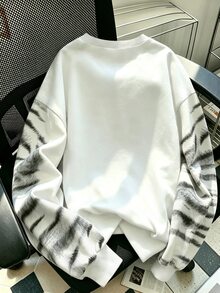 Resyla 大尺碼虎紋印花運動衫 白色動物紋街頭風 Y2K 頹廢風復古龐克休閒上衣 - 彩色 - 查看 2