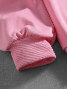 ROMWE MEN Street Life Men's Embroidered Pattern Loose Fit Open Front Hooded Sweatshirt - Pink - View 5