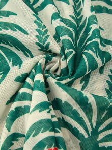 Vaclyn Women's Vacation Coconut Tree Print One-Piece Swimsuit With Cover-Up Shorts Set - Dark Green - View 12