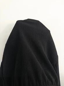 Swim Basics 女士夏季度假沙滩纯色抽绳腰露背吊带连体衣罩衫 - 黑色 - 查看 7