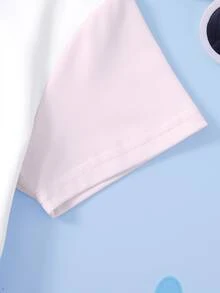 SHEIN | PAW Patrol 女童卡通印花短袖T恤與短褲休閒日常套裝 - 白色 - 查看 4