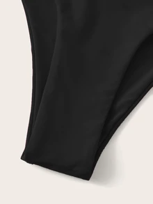 Swim Basics Summer Beach High Leg Bikini Panty - Black - View 4