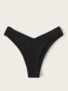 Swim Basics Summer Beach High Leg Bikini Panty - Black - View 3