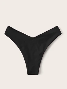 Swim Basics Summer Beach High Leg Bikini Panty - Black - View 2