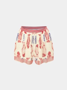 Swim Oasis 女款字母魚紋印花連身泳衣與短褲套裝，適合海灘度假、泳池派對、海灘派對 - 彩色 - 查看 8