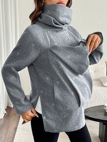 SHEIN Maternity Bow Pattern Casual Everyday 3-In-1 Jacket - Grey - View 5