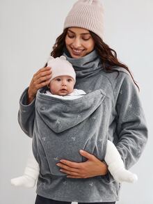 SHEIN Maternity Bow Pattern Casual Everyday 3-In-1 Jacket - Grey - View 2