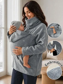 SHEIN Maternity Bow Pattern Casual Everyday 3-In-1 Jacket - Grey - View 3