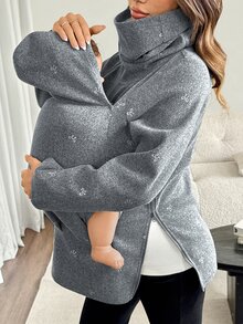 SHEIN Maternity Bow Pattern Casual Everyday 3-In-1 Jacket - Grey - View 7