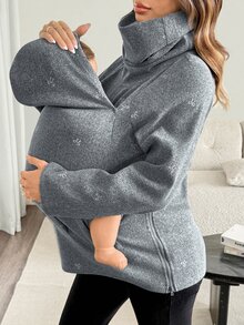 SHEIN Maternity Bow Pattern Casual Everyday 3-In-1 Jacket - Grey - View 8