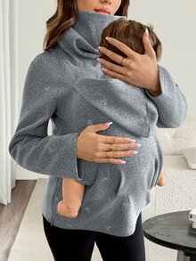 SHEIN Maternity Bow Pattern Casual Everyday 3-In-1 Jacket - Grey - View 4