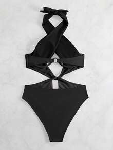 Swim SXY 1pc Swimsuit, Fashion Suitable For Summer, With Underwire, Non Push-Up - Black - View 4