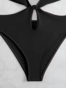 Swim SXY 1pc Swimsuit, Fashion Suitable For Summer, With Underwire, Non Push-Up - Black - View 6
