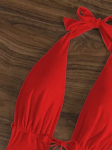 SHEIN Swim 1pc Red One-Piece Women Beach Summer Outfit - Red - View 3