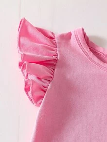 SHEIN Playful Pals Random 1 Pc Baby Girl Sweet Cute Fruit Floral Heart Pattern Printed Flutter Sleeve Top, Suitable For Summer Casual Minimalist Daily Wear - Multicolor - View 6