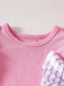 SHEIN Playful Pals Random 1 Pc Baby Girl Sweet Cute Fruit Floral Heart Pattern Printed Flutter Sleeve Top, Suitable For Summer Casual Minimalist Daily Wear - Multicolor - View 5