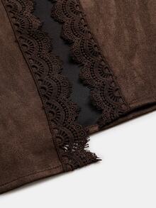Breezaya Women's Autumn/Winter Vintage Lace Patchwork Long Sleeve Jacket - Brown - View 4