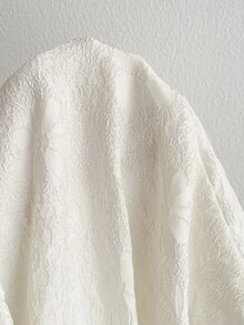 Soleia Jaket Wanita Lembut Jacquard dengan Kancing Katak dan Patchwork Mewah, Musim Gugur/Musim Dingin, Acara Homecoming - Putih - View 9