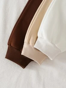 3pcs/Set Baju Sweatshirt Anak Laki-laki, Kombinasi Multi-Warna, Sweatshirt Tebal Kasual Modis dengan Cetakan Huruf, Cocok untuk Pemakaian Sehari-hari, Jalan-jalan, Sekolah dan Acara Lainnya, Musim Gugur/Musim Dingin - MultiWarna - View 4
