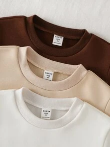 3pcs/Set Baju Sweatshirt Anak Laki-laki, Kombinasi Multi-Warna, Sweatshirt Tebal Kasual Modis dengan Cetakan Huruf, Cocok untuk Pemakaian Sehari-hari, Jalan-jalan, Sekolah dan Acara Lainnya, Musim Gugur/Musim Dingin - MultiWarna - View 7