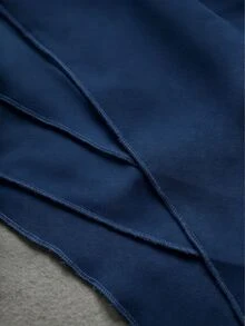 Franclia Plus Size Asymmetrical Hem Bowknot Sleeveless Chiffon Blouse, Fashion Resort Style, Spring/Summer - Navy Blue - View 6