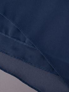 Franclia Plus Size Asymmetrical Hem Bowknot Sleeveless Chiffon Blouse, Fashion Resort Style, Spring/Summer - Navy Blue - View 8