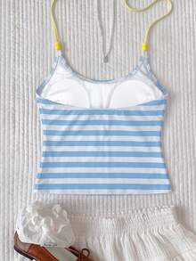 SHEIN Swim 女款春夏隨機印花細肩帶背心比基尼上衣 - 彩色 - 查看 4
