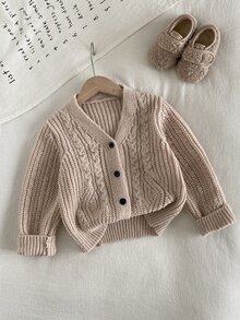 SHEIN Young Girl Autumn/Winter Casual Versatile Solid Color Cardigan - Multicolor - View 3