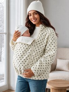 SHEIN Maternity Casual 3-In-1 Jacket For Autumn/Winter - Apricot - View 4