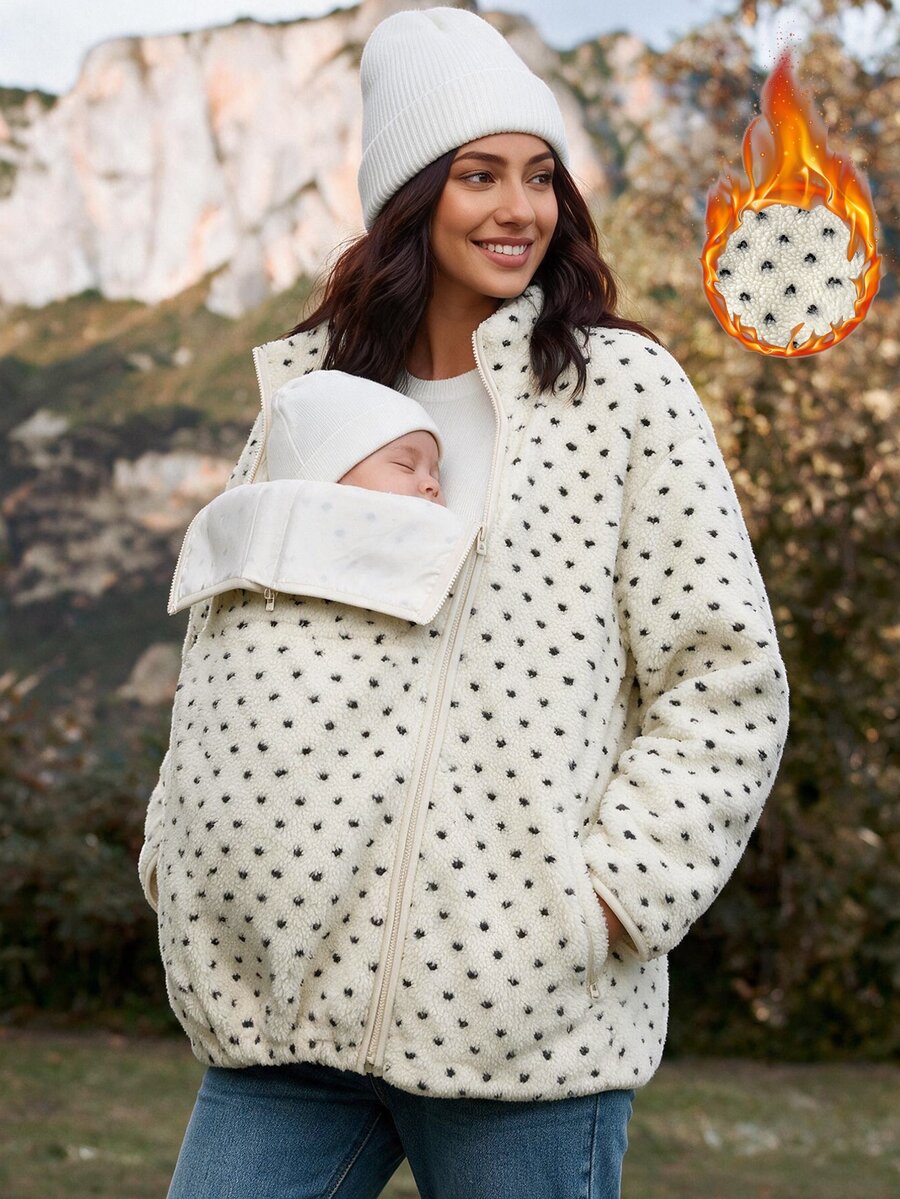 SHEIN Maternity Casual 3-In-1 Jacket For Autumn/Winter - Apricot - View 1