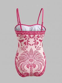 Swim Oasis Women's Floral Print One-Piece Swimsuit With Cover-Up Shorts Set For Vacation - Multicolor - View 5