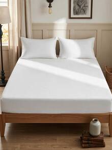 Plain Turkish Cotton Fitted Sheet - Single & Double Soft Touch Breathable 100*200 -- 160*200 - White - View 4