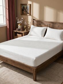 Plain Turkish Cotton Fitted Sheet - Single & Double Soft Touch Breathable 100*200 -- 160*200 - White - View 5