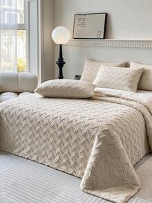 Made In Turkey Bedspread Set With Pillowcases Soft Touch Bed Cover - Beige - View 1