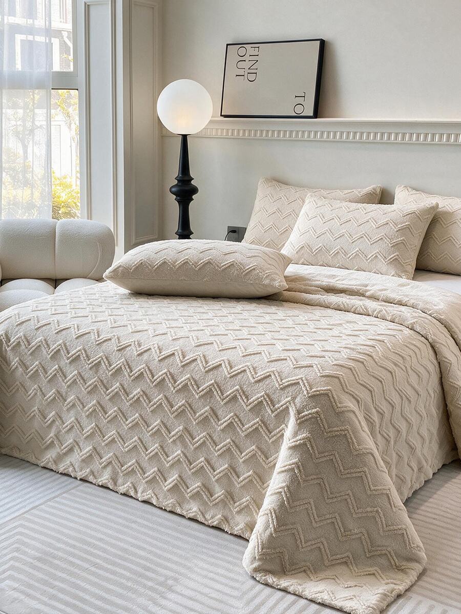 Made In Turkey Bedspread Set With Pillowcases Soft Touch Bed Cover - Beige - View 1