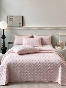 Made In Turkey Bedspread Set With Pillowcases Soft Touch Bed Cover - Pink - View 2