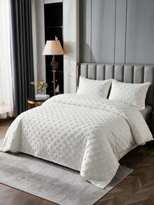 Made In Turkey Bedspread Set With Pillowcases Soft Touch Bed Cover - Creamy White - View 3