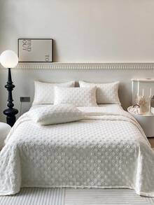 Made In Turkey Bedspread Set With Pillowcases Soft Touch Bed Cover - Creamy White - View 2