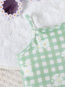 SHEIN Playful Pals 6pcs/Pack Baby Girls' Summer New Comfortable Versatile Modest Sweet Cute Strap Shorts Set, Family Matching Photoshoot Green Pink Pastel Yellow - Multicolor - View 5