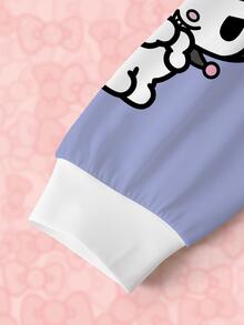 HELLO KITTY AND FRIENDS | SHEIN Sweatshirt Leher Bulat Motif Kartun Patchwork Blok Warna Ukuran Besar - Putih - View 5