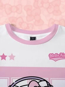 HELLO KITTY AND FRIENDS | SHEIN Women's Summer Casual Cartoon Print T-Shirt - White - View 4