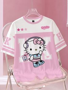 HELLO KITTY AND FRIENDS | SHEIN Women's Summer Casual Cartoon Print T-Shirt - White - View 1
