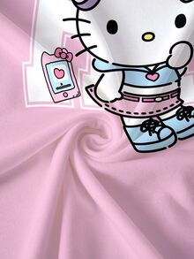 HELLO KITTY AND FRIENDS | SHEIN Women's Summer Casual Cartoon Print T-Shirt - White - View 7