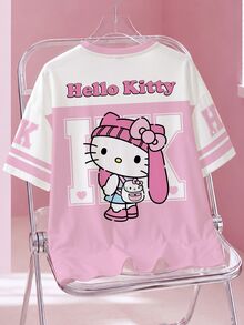 HELLO KITTY AND FRIENDS | SHEIN Women's Summer Casual Cartoon Print T-Shirt - White - View 2
