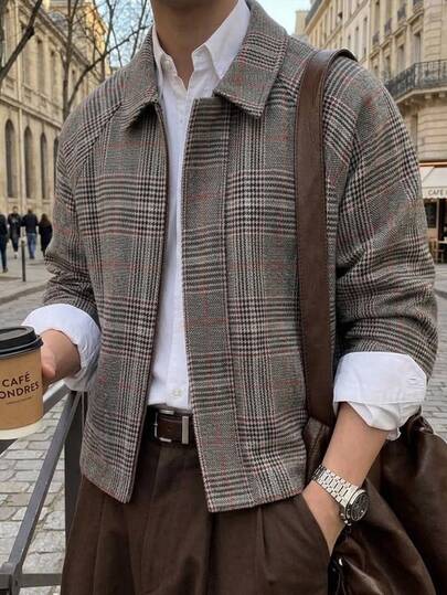 HIMLAND Men's Loose Lapel Long Sleeve Overcoat Autumn/Winter Winter Wool Coat,Streetwear,Suede Air Layer Jacket,Utility Cargo Jacket,Halloween Party Autumn