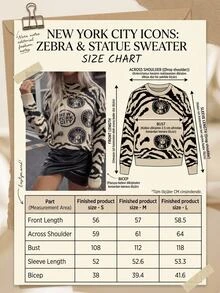 SHEIN New York City Jacquard Knit Sweater Everyday Beige Autumn Casual Street - Beige - View 7