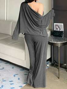 Dazy Plus Solid Color Casual Wrap 3-Piece Set Elegant Korean Style Long Pants Outfit Spring/Autumn New - Dark Grey - View 2