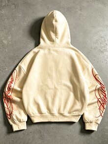 ROMWE MEN 2026 New Men's Character Print Vintage Casual Hoodie - Apricot - View 2