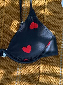 SHEIN Swim Summer Beach Heart Print Underwire Bikini Set With Beach Skirt - Black - View 4