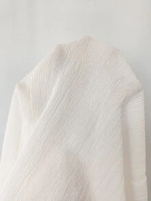 SHEIN Swim 夏季纯色裹身交叉上衣搭配抽绳短裤，夏季罩衫套装 - 白色 - 查看 7